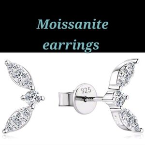 Moissanite Sterling Silver Stud Earrings NEW